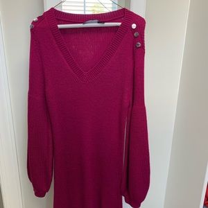 New York and Company Fuschia Sweater Dress